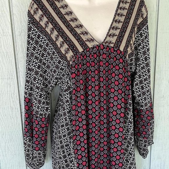 UMGEE Boho Mix Print Tunic‎ Dress, size Small Black Red Multicolor - Picture 5 of 5